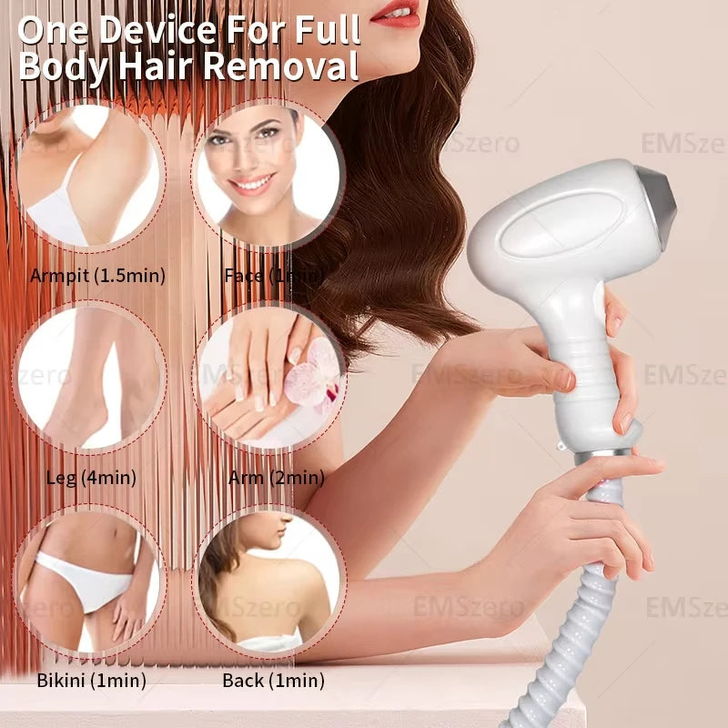 Freezing Point, Private Parts, Body, Face, 808nm Diode Laser Hair Removal Machine, Multifunction Permanent Painless Epilator