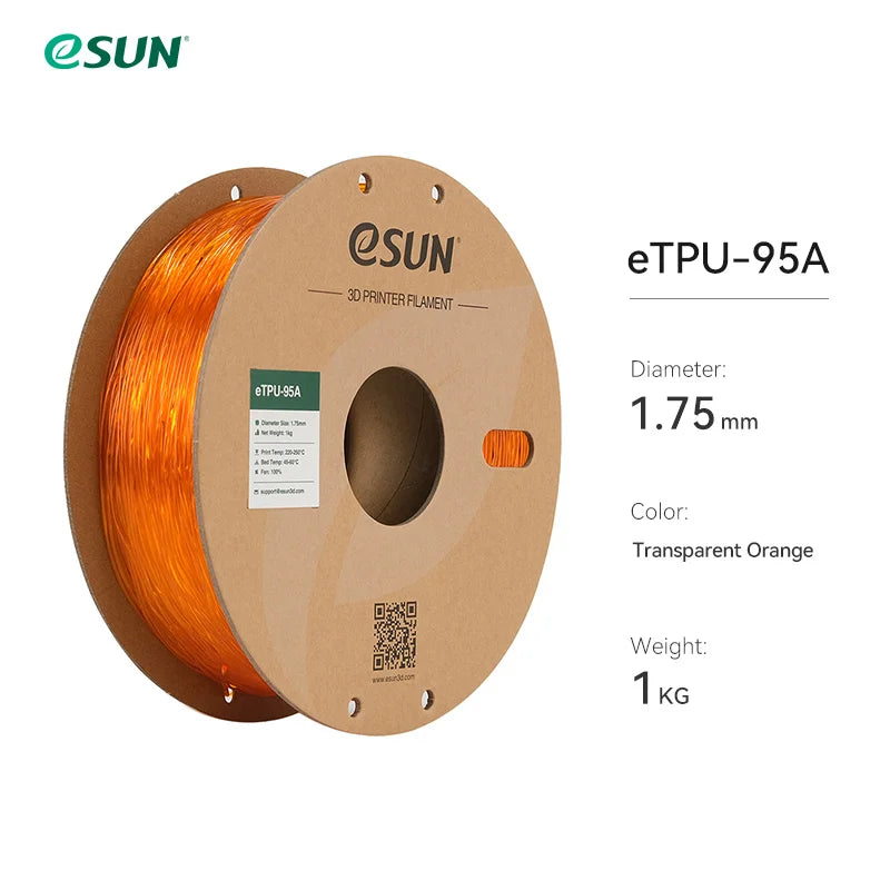 Flexible TPU Filament 1.75mm,TPU 95A 3D Printer Filament 1KG 2.2 LBS Spool 3D Printing Material TPU 95A  For 3D Printers
