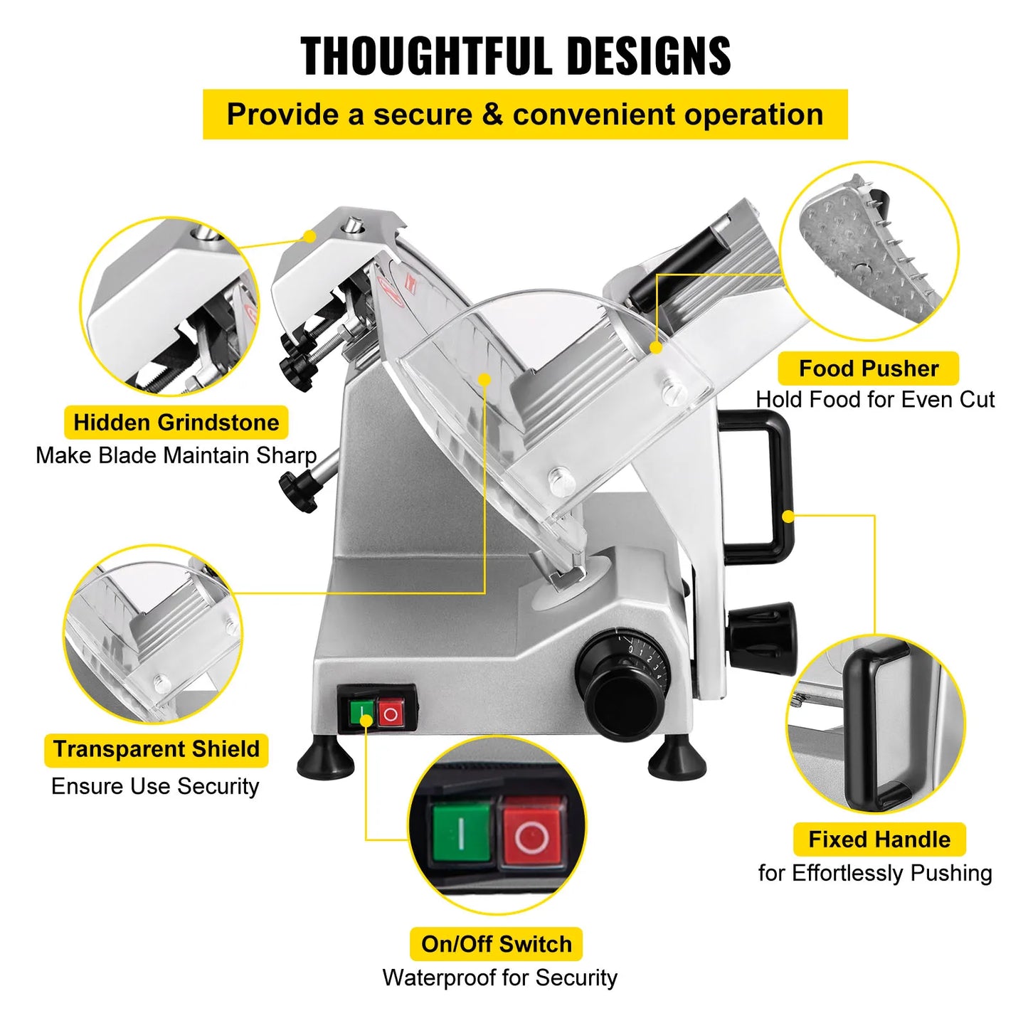 Meat Slicer 200W/240W/320W/340W Electric Deli Food Slicer Adjustable Thickness for Commercial Home Use Cut Meat Cheese