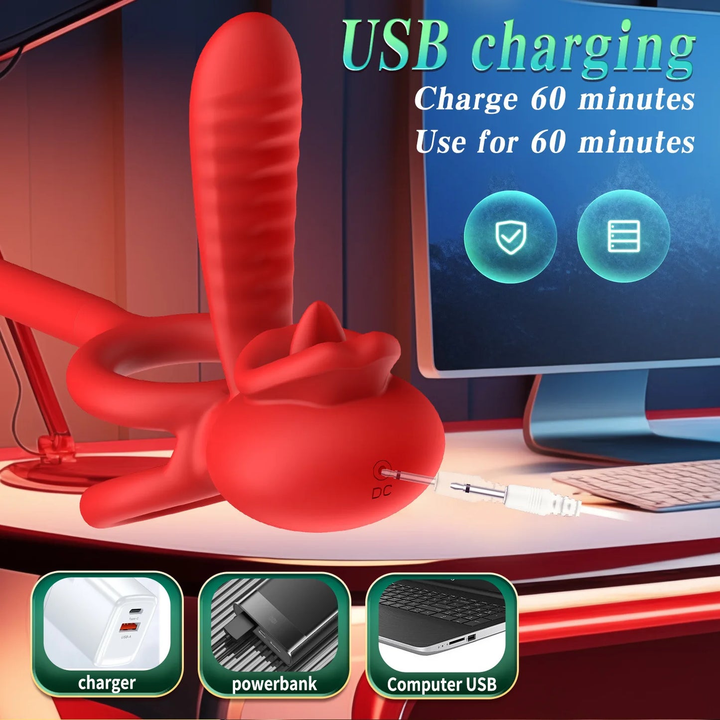 APP Vibrating Cock, Ring Sleeve Rose, Clitoral Vibrators, Tongue Clit Stimulator Anal Plug Prostate Massager Sex Toys for Men Women
