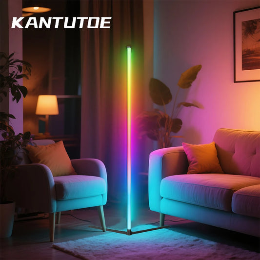 150cm high RGB floor lamp, LED corner light, dimmable color changing, remote control, music synchronization mode