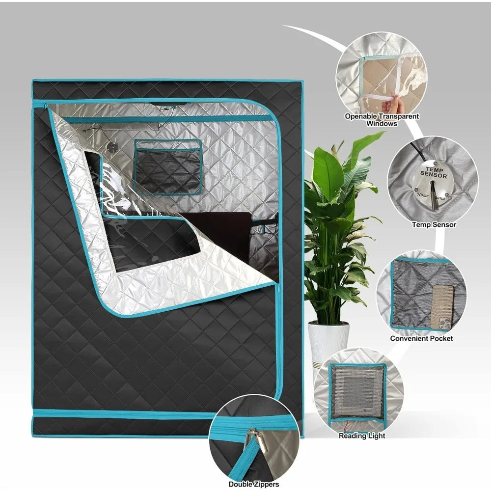 Portable Far Infrared Sauna, Home Two Person Sauna Box with 660nm Red Light Therapy Lamp,X-Large Full Size Indoor SPA Tent - NEW