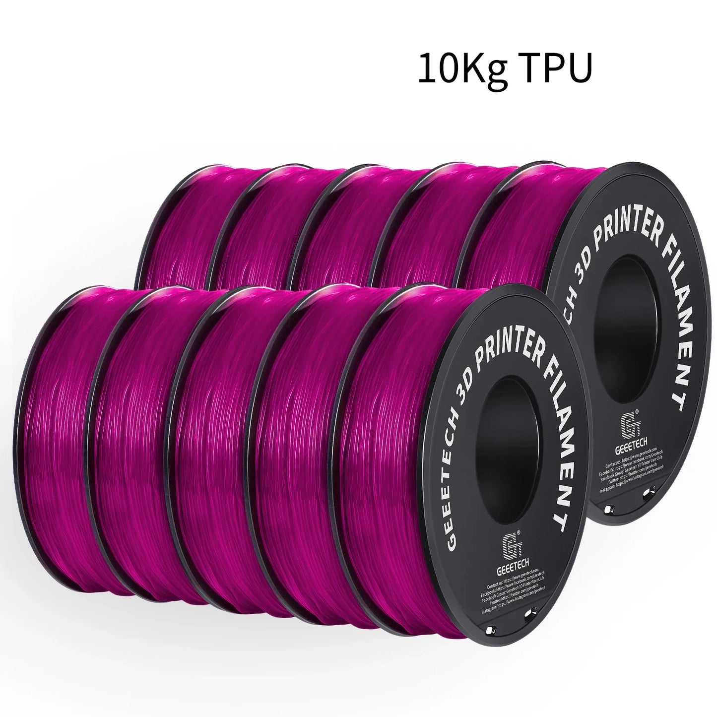 10Kg TPU 3D Printer Filament material 1kg 2.2LBS/Spool 1.75mm Plastic Vacuum Packaging Non-Toxic Shore Hardness 95A