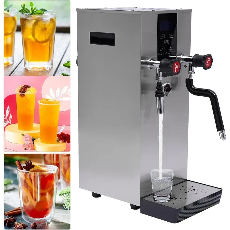 Commercial Milk Frother 110V Steam Milk Bubble Machine, Stainless Steel, Large Electric Milk Foam Maker, Steam Espresso Machine