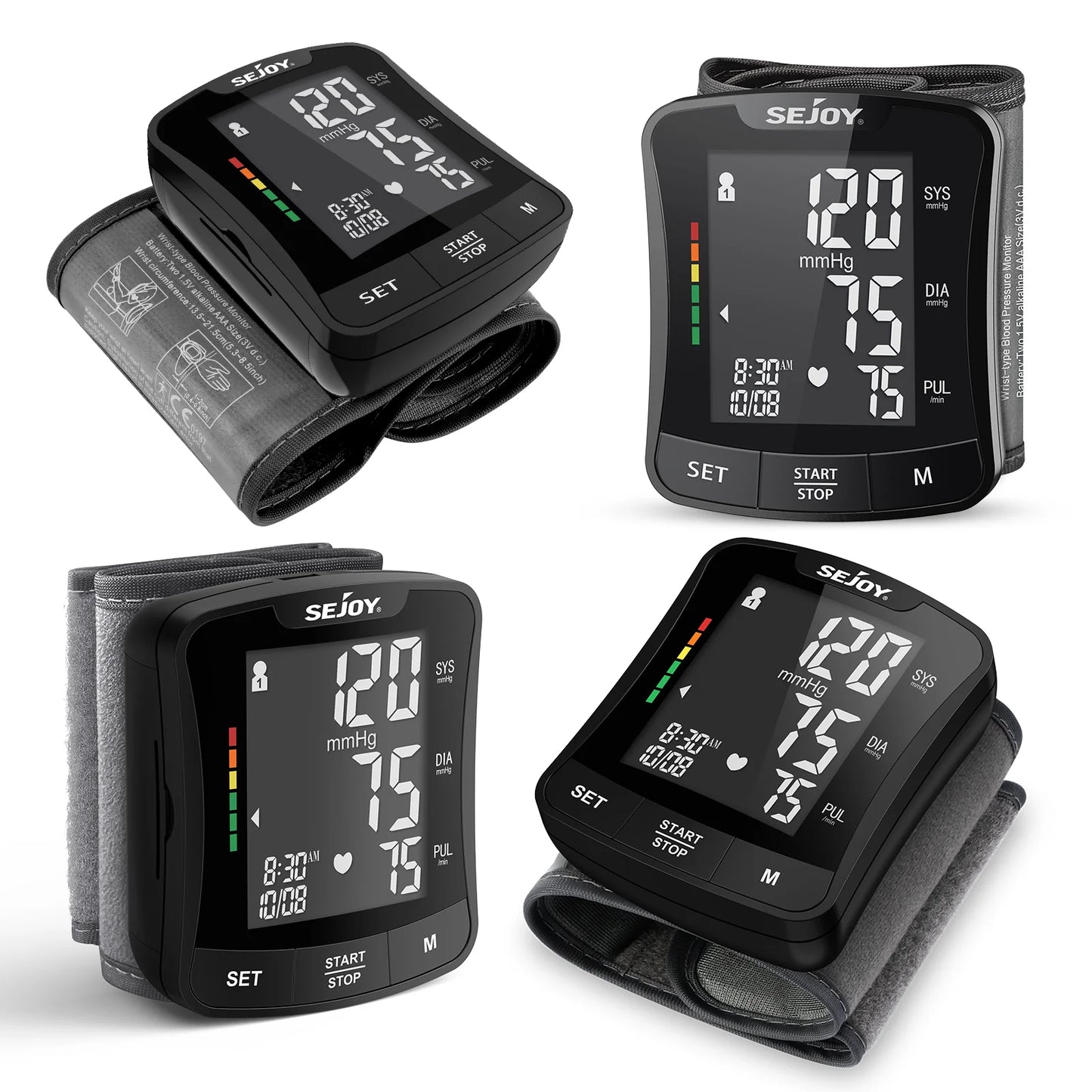 Electronic Blood Pressure Monitor Wrist Cuff Tonometer Digital Sphygmomanometer Electronic BP Monitors Blood Meter