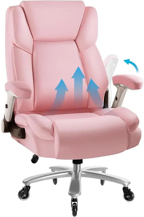 600 lbs Big and Tall Office Chair, Ergonomic PU Leather Executive Comfy Desk Chair with Back Support, Heavy Duty Extra Wide Sea