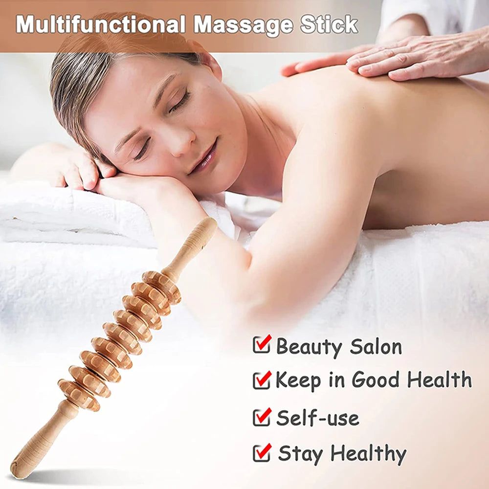 6 In 1 Wood Therapy, Massage Tool Lymphatic Drainage, Massager Anti Cellulite Fascia, Massage Roller for Full Body Muscle relaxation