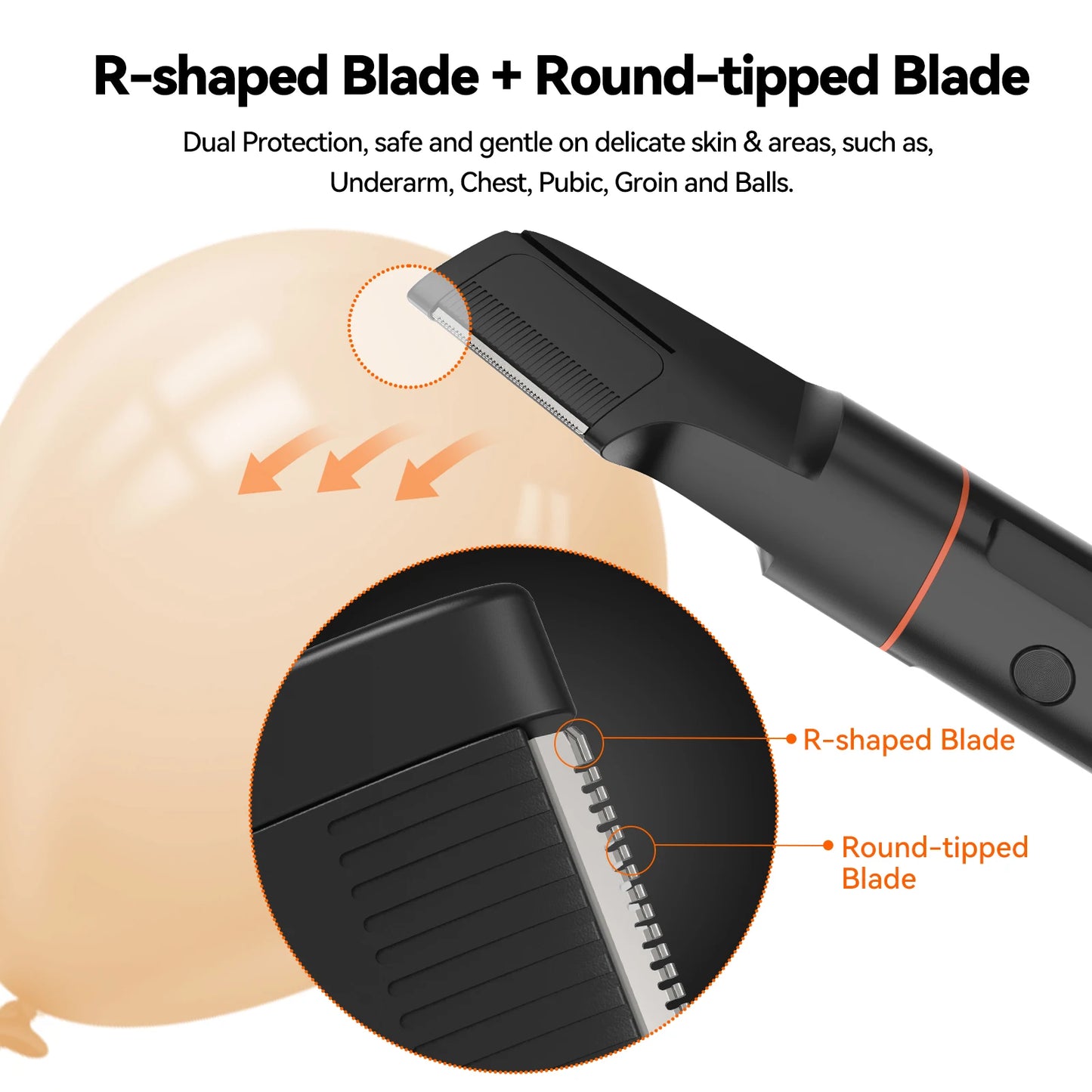 MAXGROOM 4 In 1 Body Hair Shaver Kits for Men Nose/Beard Hair Trimmer Electric  IPX6 Waterproof Groin Pubic Hair Shaver for Man