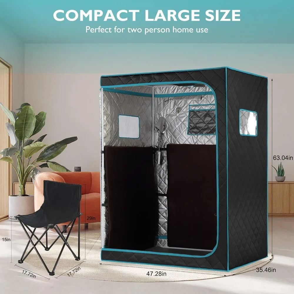 Portable Far Infrared Sauna, Home Two Person Sauna Box with 660nm Red Light Therapy Lamp,X-Large Full Size Indoor SPA Tent - NEW