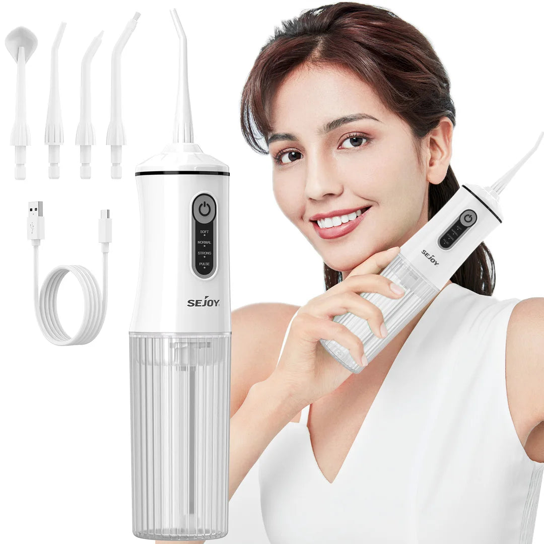 Water Dental Flosser for Teeth Cleaning Denture Brushes 4 Tips Cordless Portable Oral Irrigator for Home Travel