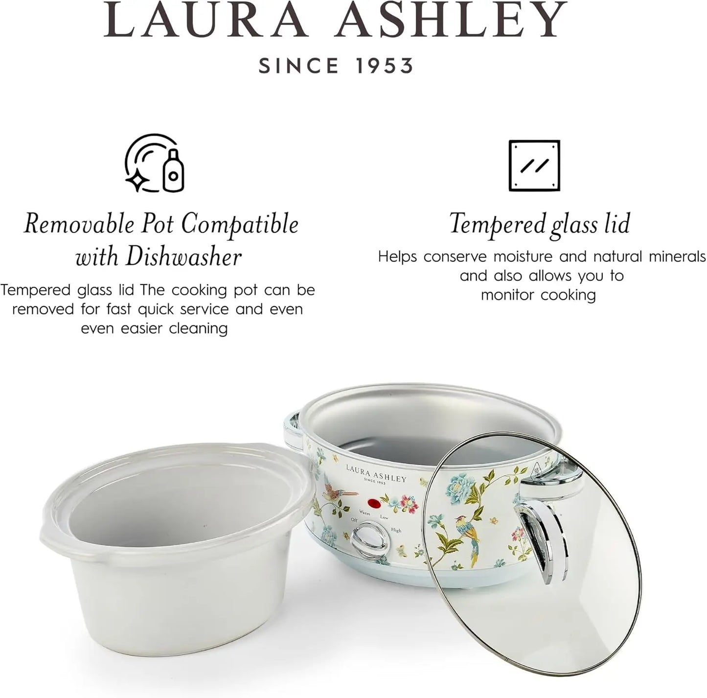 Slow Cooker - Large Slow Cooker 3.7 QT for 4 to 5 People - Energy Efficient Slow Cookers with 3 Heat Settings - Dishwasher Safe