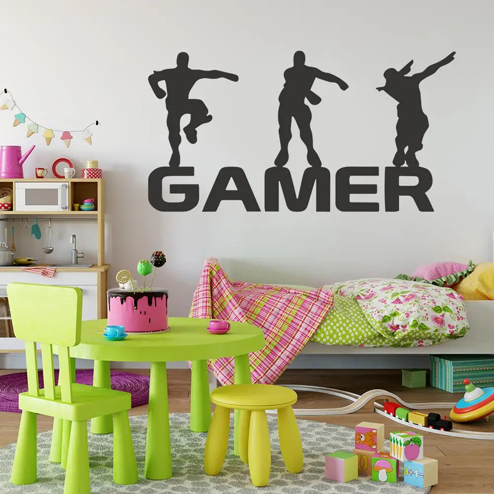 Wall Sticker Ornamental Creative Eco-friendly Letter Gamer Design Self-adhesive Wall Decal for Gift