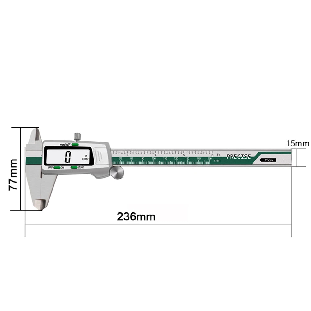 Stainless Steel High Accuracy, Electronic LCD Digital Display Slide Caliper, Vernier Ruler with Measuring Range of 0-150mm