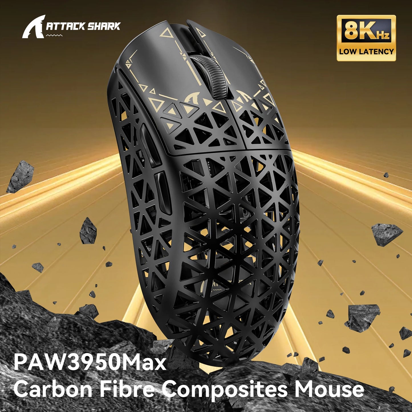 Ultra 8K Carbon Fiber Wireless Gaming Mouse with 42000 DPI -PAW3950 MAX Sensor -39g Ultra-Lightweight for Win/Mac