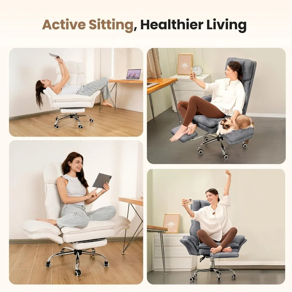 Big and Tall Office Chair, Flip Armrests for Pets & Cross Legged Sitting, Velvet Executive Ergonomic Computer Gaming Chair