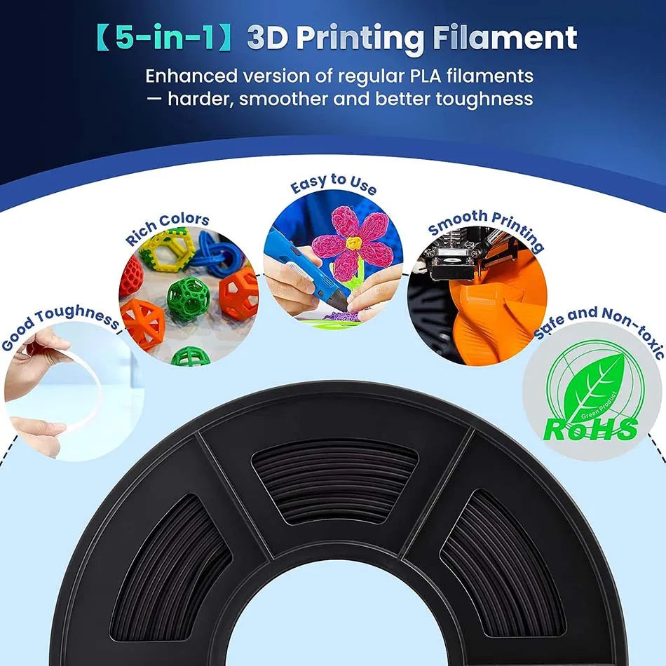 Filament 4 Rolls 1.75MM PLA Plus 3D Printer Filament 1.1KG/roll For FDM Neatly Wound Colorful 3D Printing Material