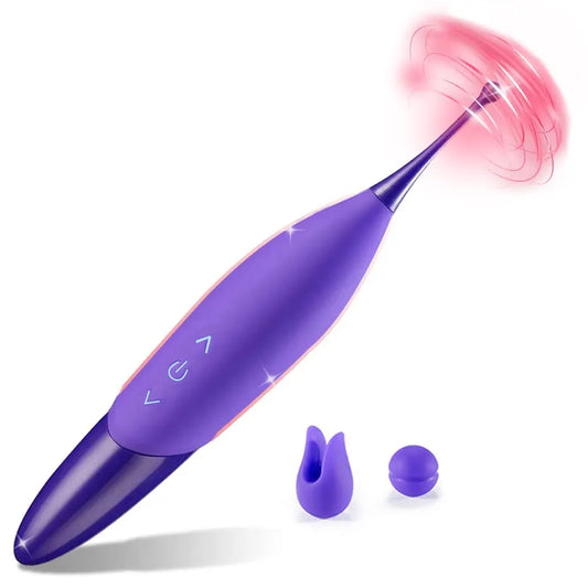 Mini Clitoris G Spot Vibrator for Women, 3 Attached Silicone Heads, Penis Clitoral Stimulator Wand 10 Vibrations Dildo Sex Toys 18