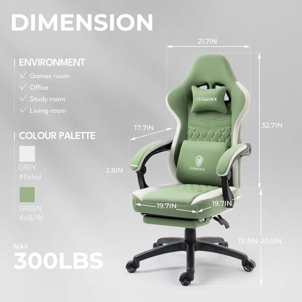 Gaming Chair Breathable Fabric Game Chair with Gel Pad and Storage Bag, Comfortable Gamer Chair with Pocket Spring Cushion, Erg