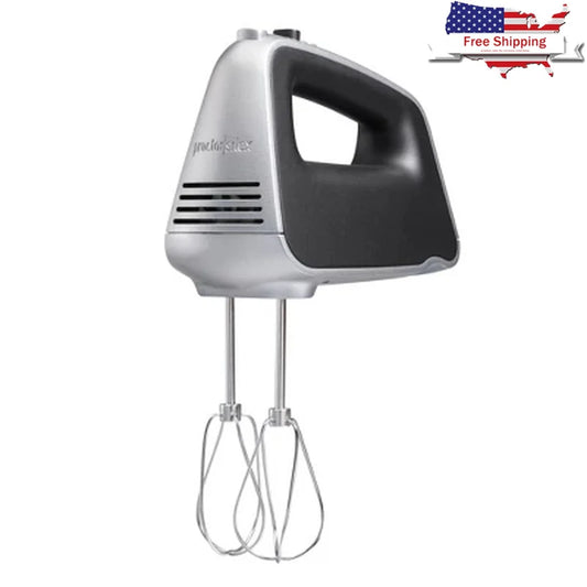 Hand Mixer 5 Speed Electric Kitchen Appliance, 120W, Dishwasher Safe Parts, Slow Start Bowl Rest Non-Skid Heel Effortless Mixing