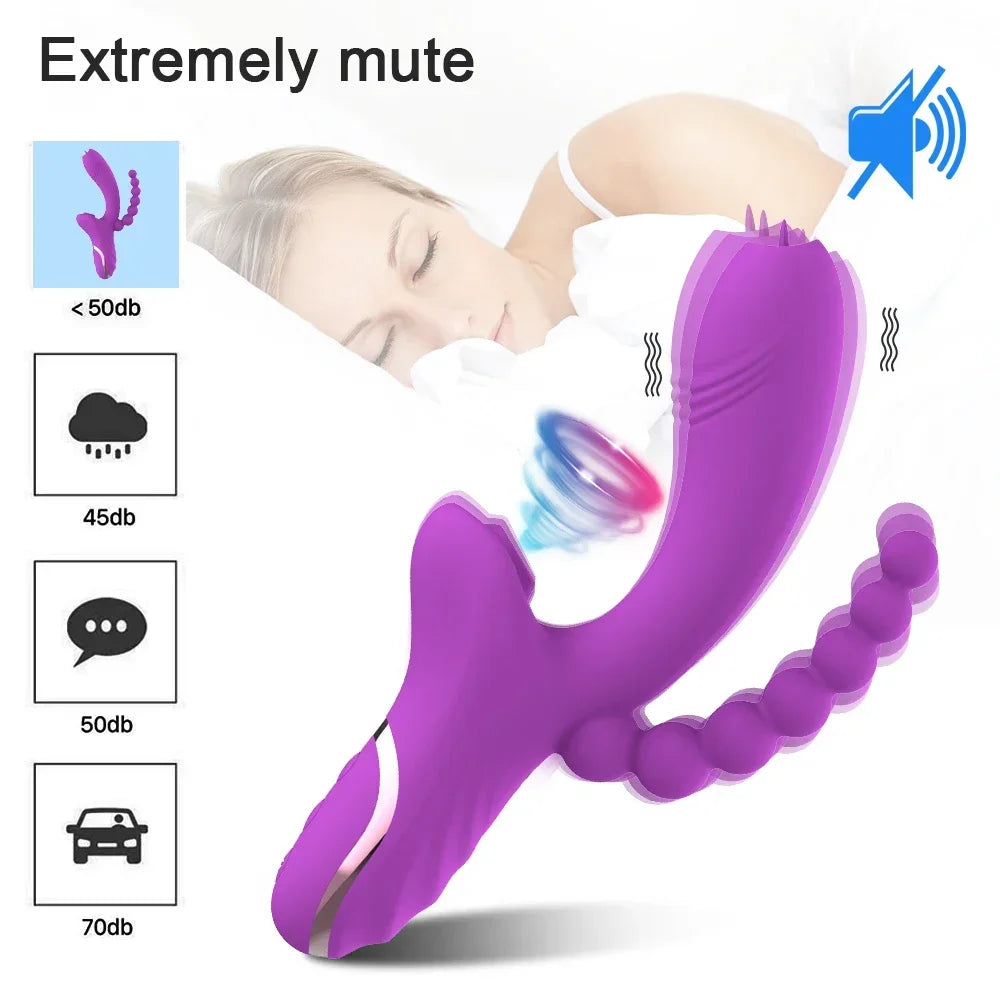 3 in 1 Clit Sucker Dildo Vibrator for Women, Clitoris Stimulator, G Spot Tongue Licking Vacuum Massager Sex Toys Adult Goods 18+