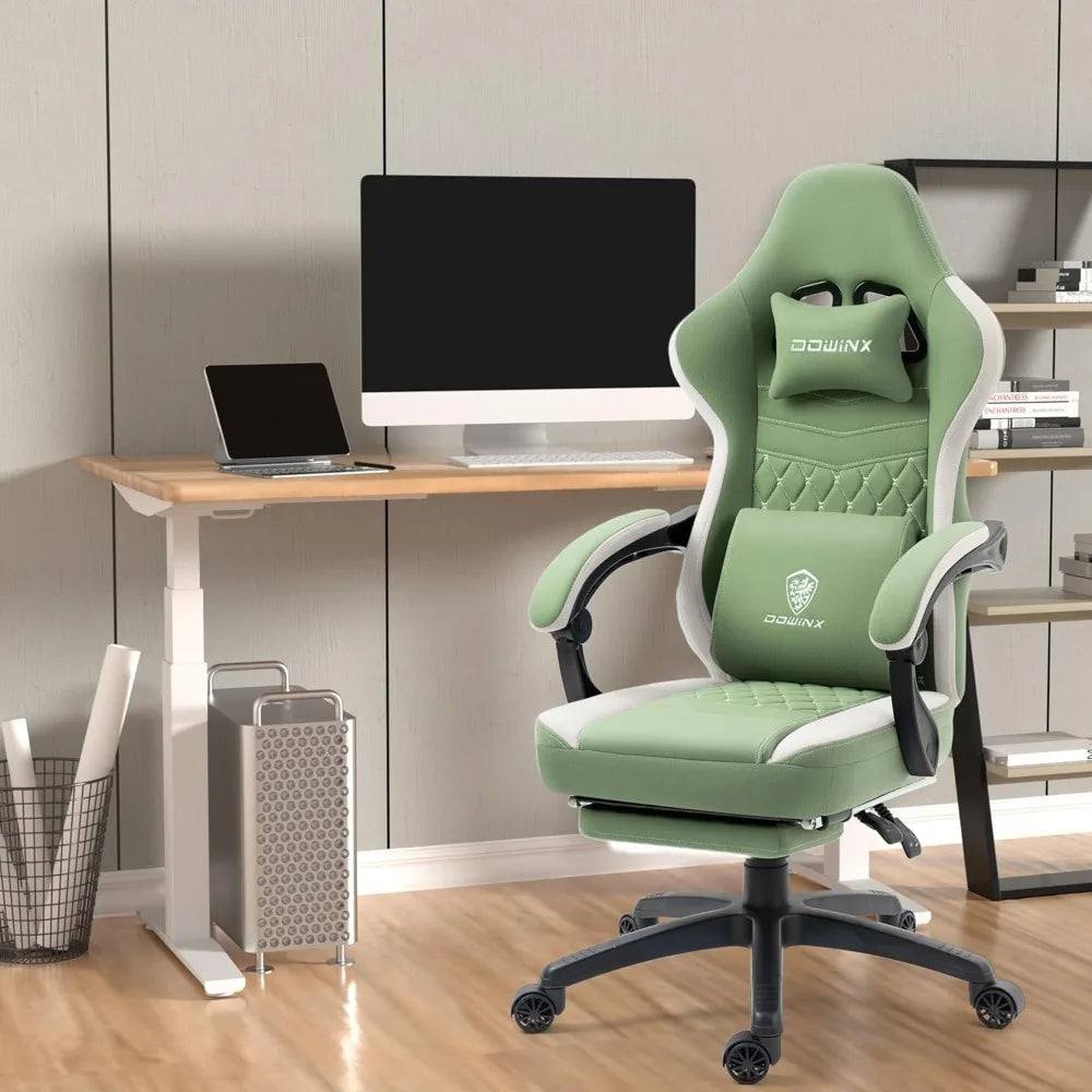 Gaming Chair Breathable Fabric Game Chair with Gel Pad and Storage Bag, Comfortable Gamer Chair with Pocket Spring Cushion, Erg
