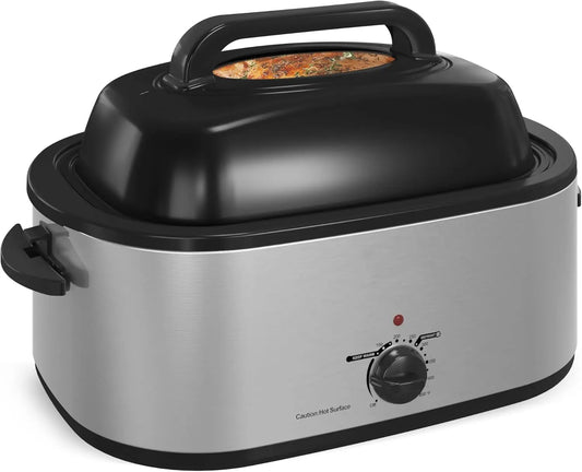 Roaster Oven, 26Qt Turkey Roaster Oven Buffet with Self-Basting Lid, 1450W Electric Roaster Oven with Cool-Touch Handles