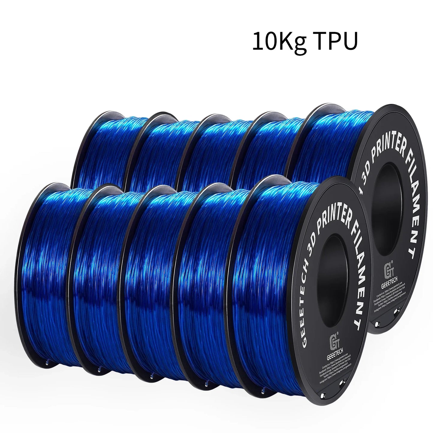 10Kg TPU 3D Printer Filament material 1kg 2.2LBS/Spool 1.75mm Plastic Vacuum Packaging Non-Toxic Shore Hardness 95A