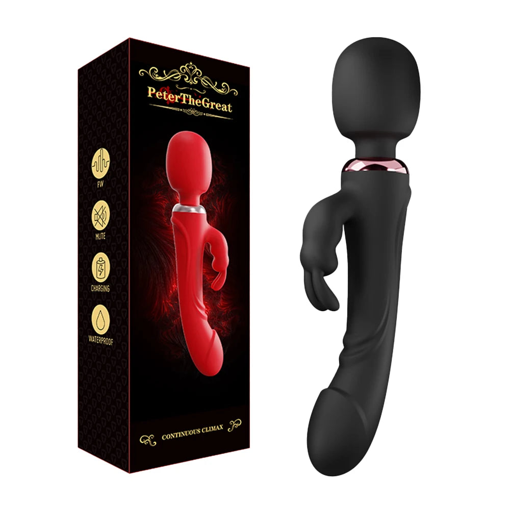 Classic G Spot Rabbit Wand Vibrator, 10 Powerful Vibrating Vagina Dildo, Clitoral, Anal, Stimulate Massager Sex Toy for Women Couple