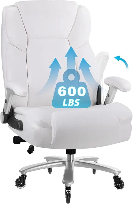 600 lbs Big and Tall Office Chair, Ergonomic PU Leather Executive Comfy Desk Chair with Back Support, Heavy Duty Extra Wide Sea