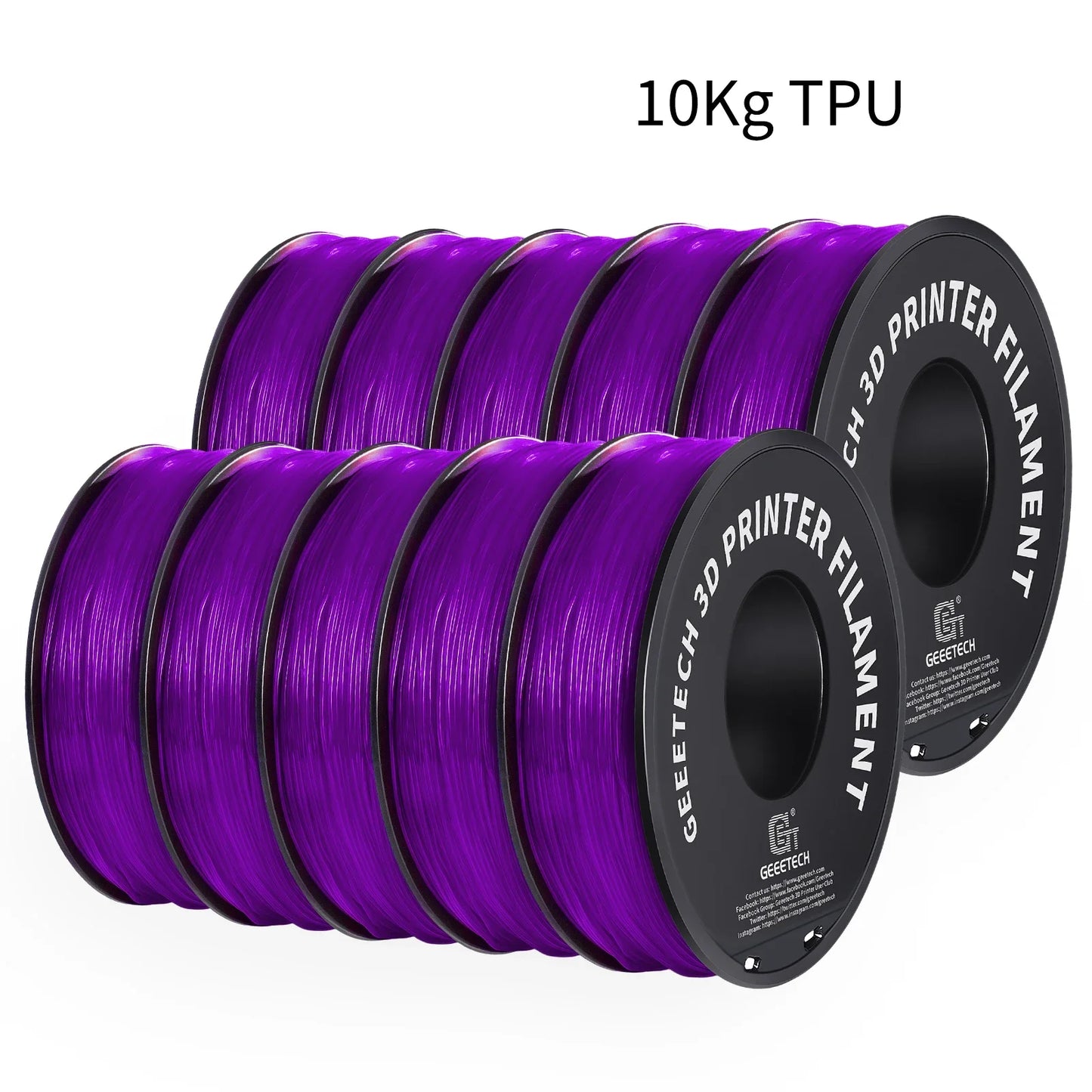 10Kg TPU 3D Printer Filament material 1kg 2.2LBS/Spool 1.75mm Plastic Vacuum Packaging Non-Toxic Shore Hardness 95A