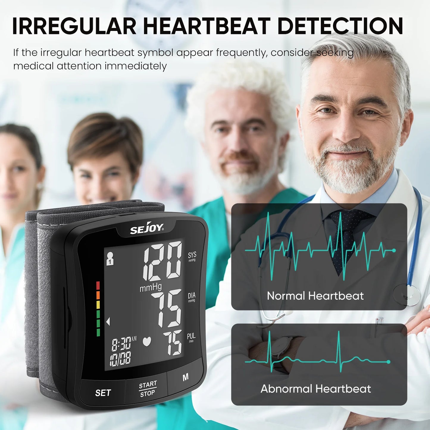 Electronic Blood Pressure Monitor Wrist Cuff Tonometer Digital Sphygmomanometer Electronic BP Monitors Blood Meter