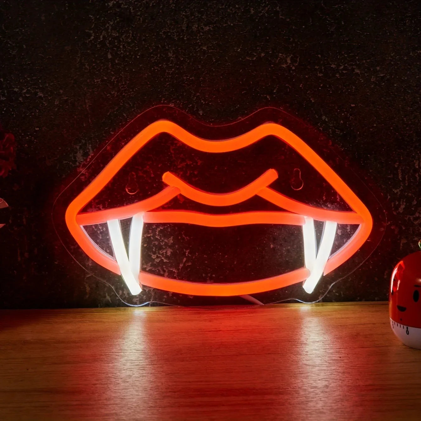 Neon Logo for Vampire Teeth Lips LED Gothic Style Decorative Light for Room Bar Club Man Cave Halloween Decorative Wall Sconce