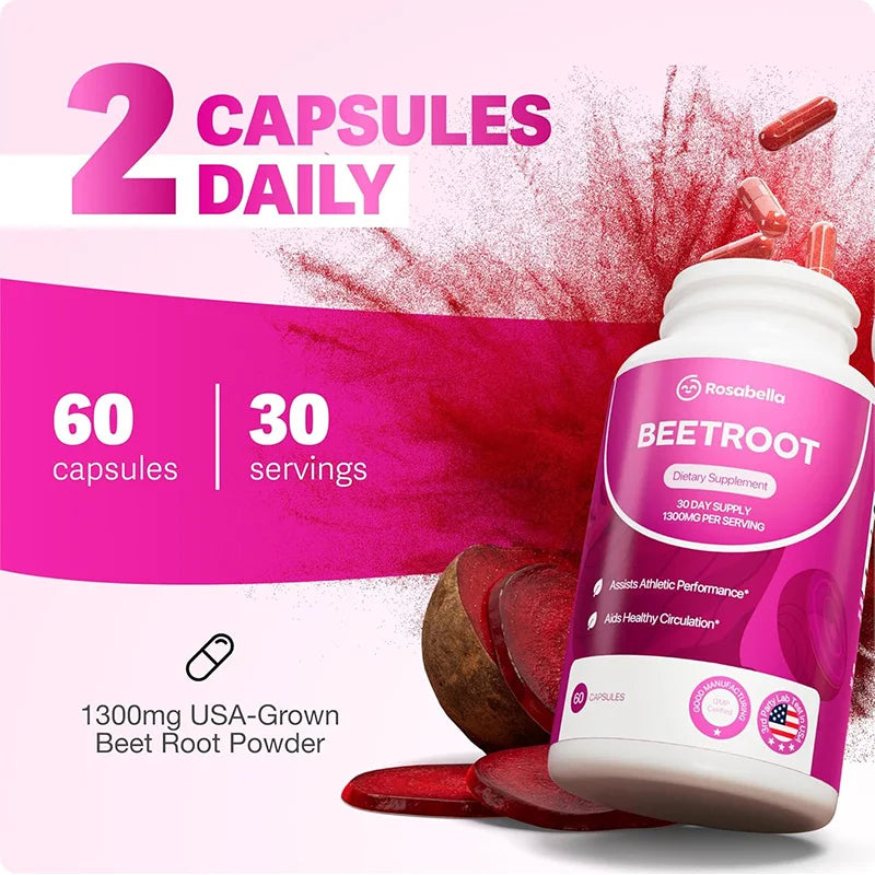 Organic Beetroot – 1300 mg Beetroot Powder for Natural Energy and Endurance Support