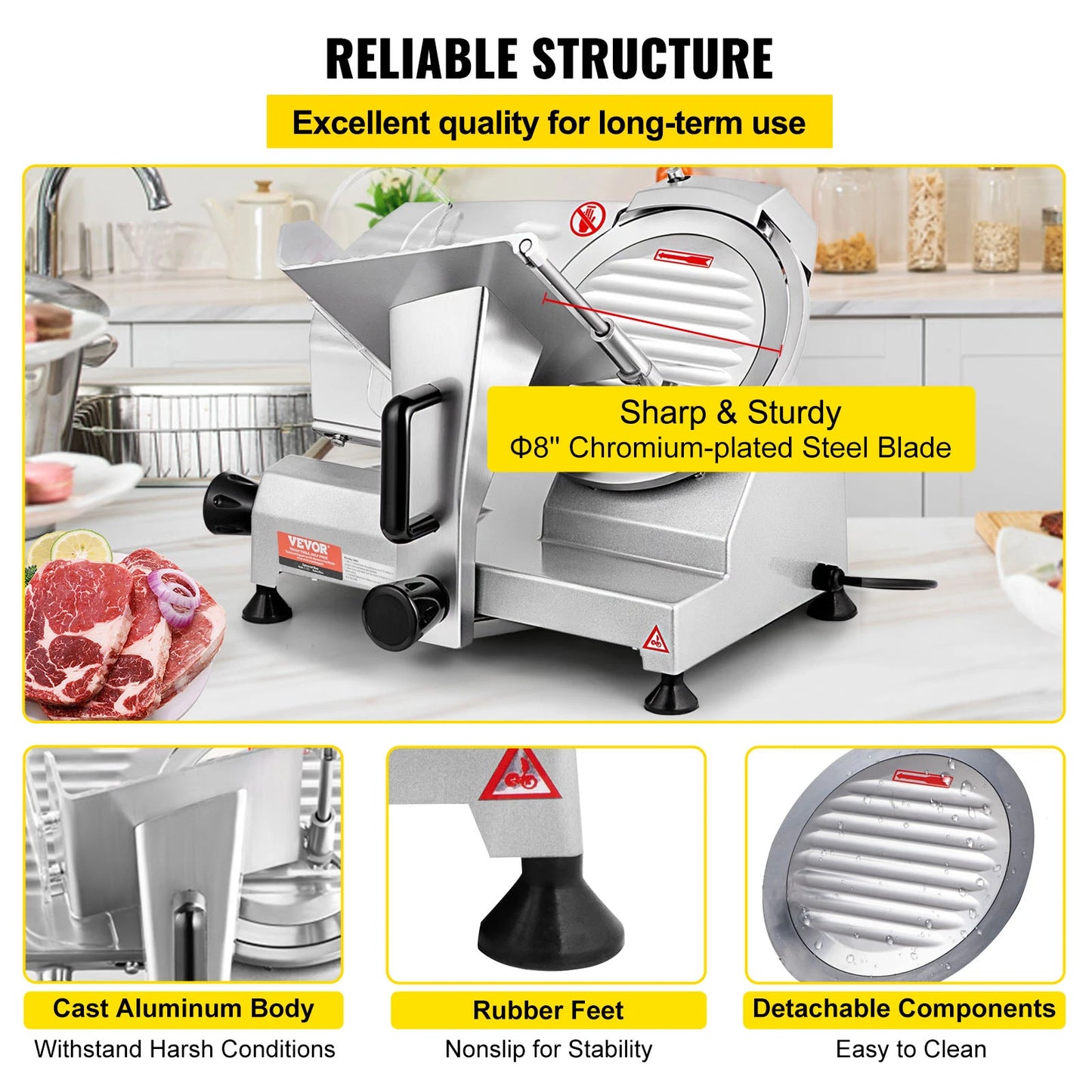 Meat Slicer 200W/240W/320W/340W Electric Deli Food Slicer Adjustable Thickness for Commercial Home Use Cut Meat Cheese