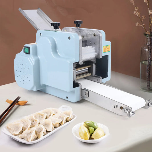 High-power dumpling wrapper machine, adjustable dough control, makes 50-60 skins per minute, perfect for homemade dumplings and