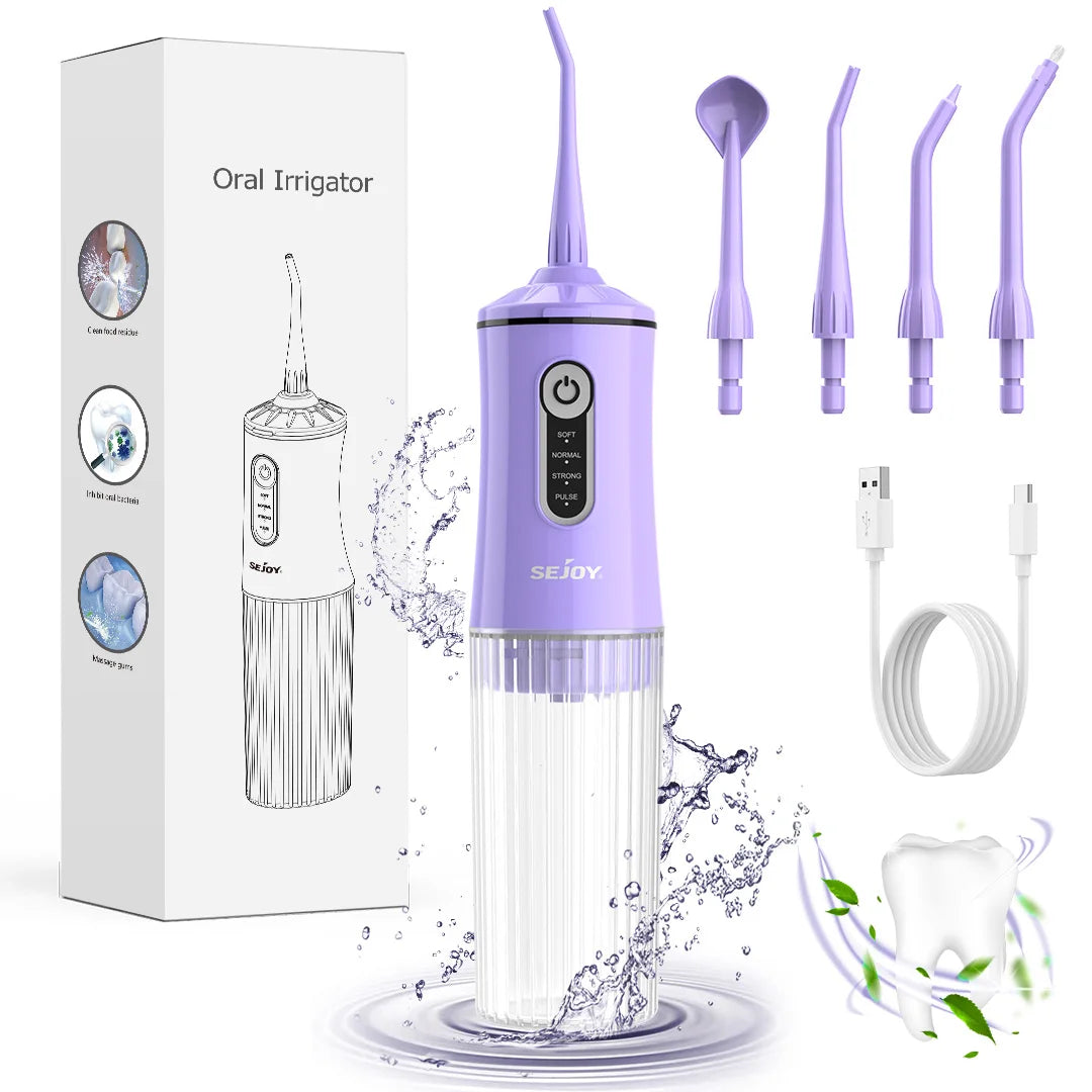 Water Dental Flosser for Teeth Cleaning Denture Brushes 4 Tips Cordless Portable Oral Irrigator for Home Travel