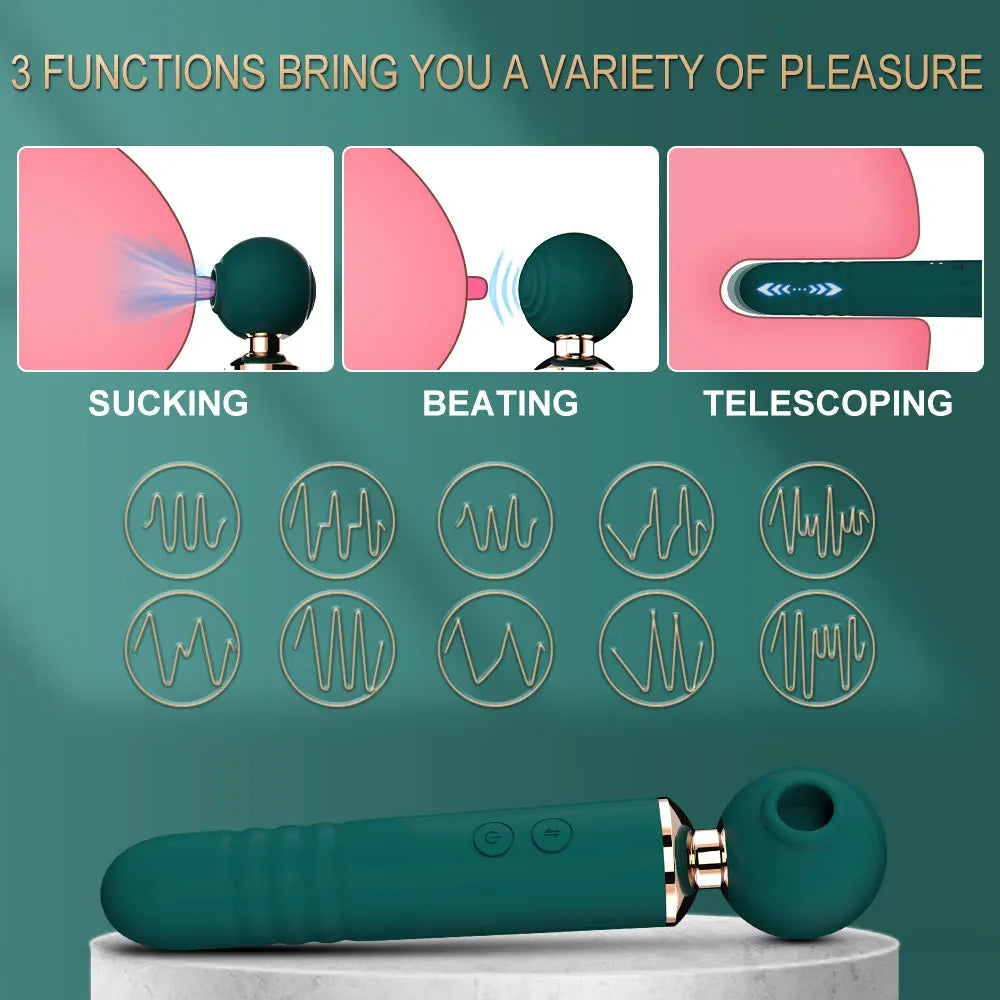 Powerful Av Magic Wand, Vibrators For Women, 3in1 Sex Toys, Telescopic Dildo, G Spot Stimulato,r Tapping Clitoris Sucker And Massager