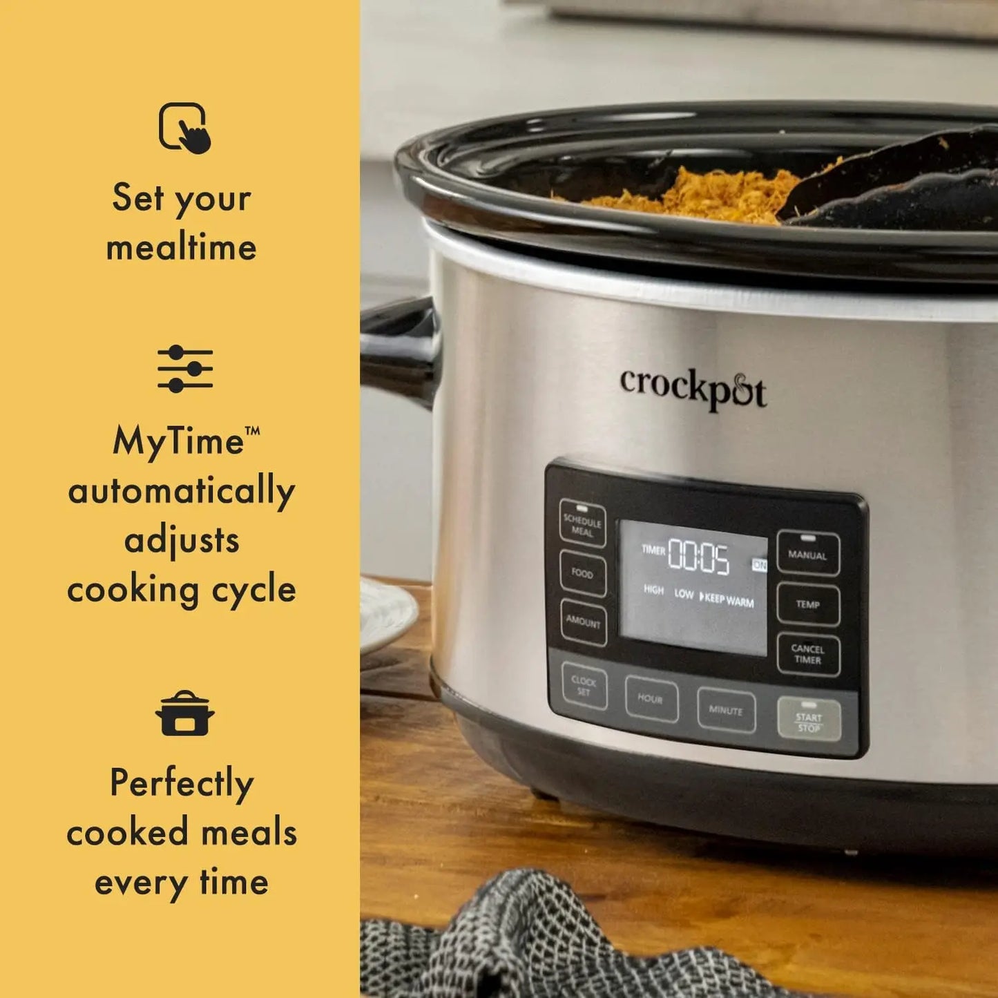 7-Quart Slow Cooker, Portable Programmable with Timer, Locking Lid, Stainless Steel; an Essential Kitchen Appliance, Perfect for large groups