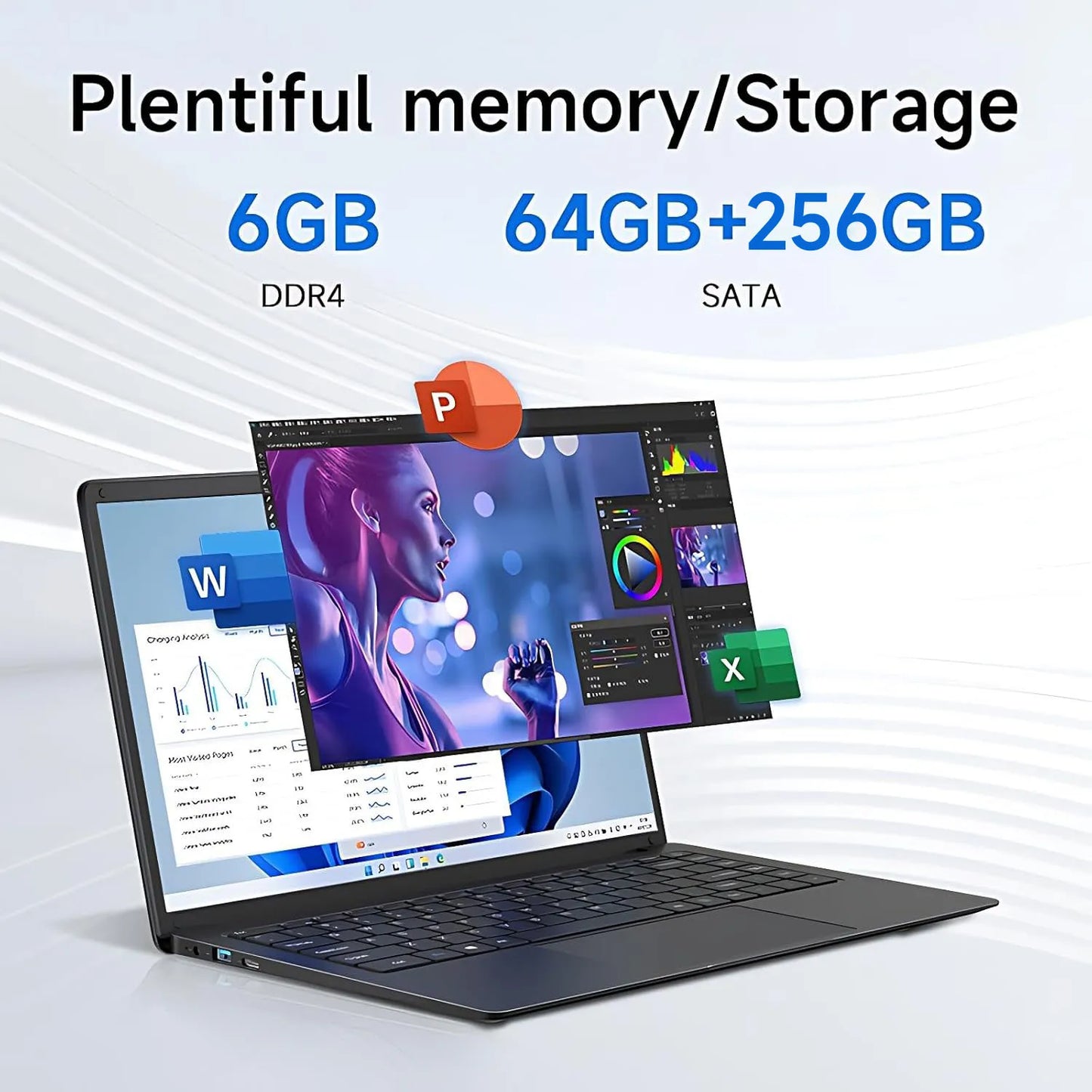 14 Inch Laptop Intel Celeron N3350 6GB RAM 64GB+256GB SSD Windows 10