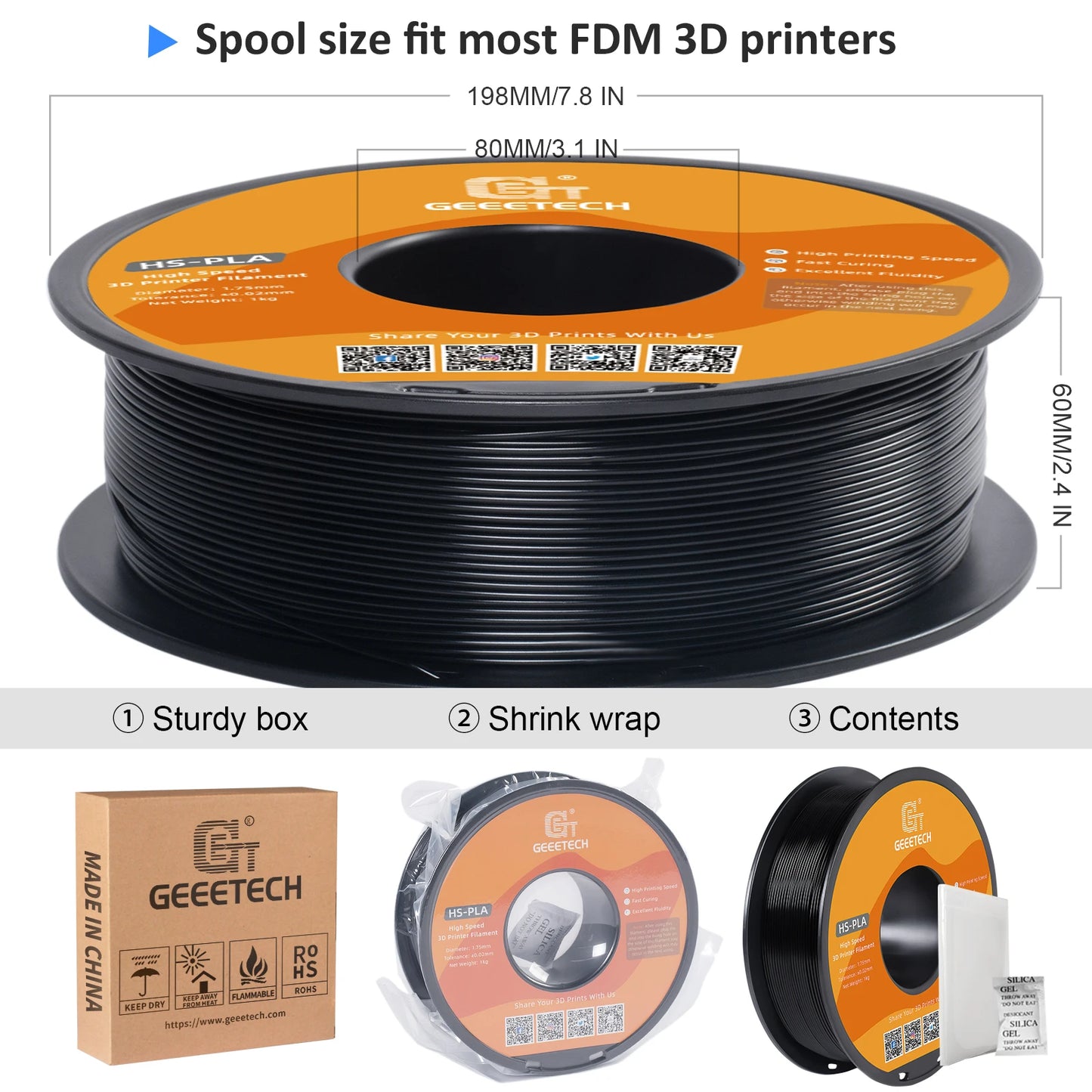 10Kg High Speed PLA 3d priner Filament 1kg 1.75mm, faster curing & printing speed, higher printing quality