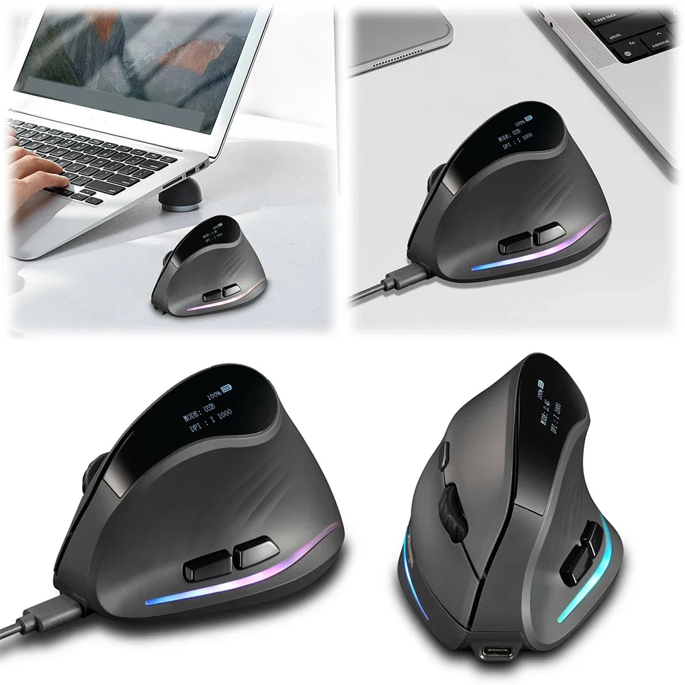 Vertical Gaming Mouse Wireless Bluetooth Mouse RGB Optical Gaming Mice 7Button Adjustable DPI Mice For Laptop Desktop PC Macbook