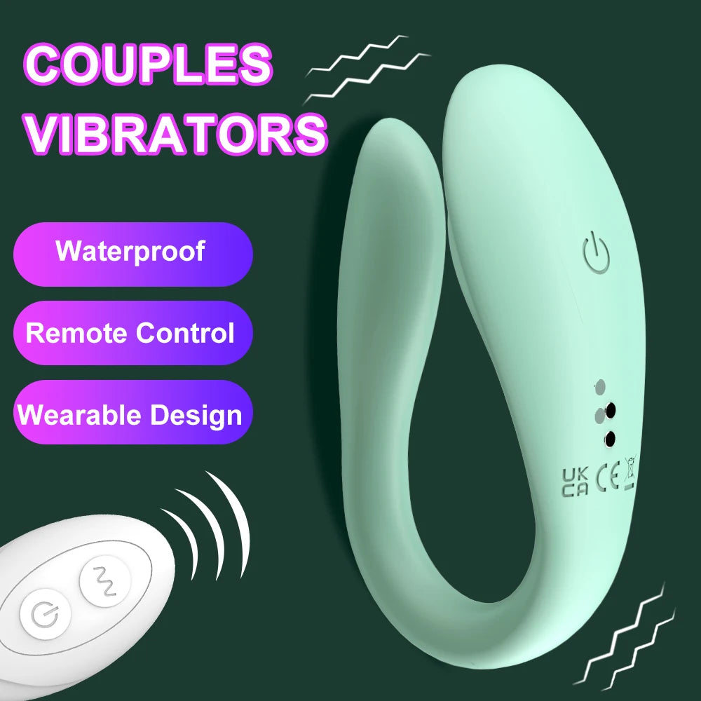 Wireless Remote Control Dildo, Vibrator Female, Dual Motors, U Shape, Clitoris Stimulator Wearable Sex Toys for Women Couples Adults