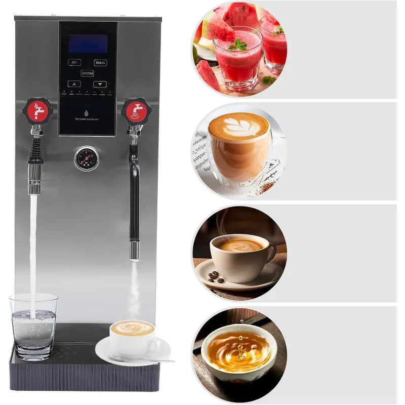 Commercial Milk Frother 110V Steam Milk Bubble Machine, Stainless Steel, Large Electric Milk Foam Maker, Steam Espresso Machine