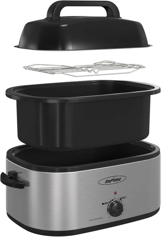 Electric Roaster,28 Quart Roasting Oven with Self-Basting Lid Removable Pan,Turkey Roaster Oven with 150 to 450F Temperature Con