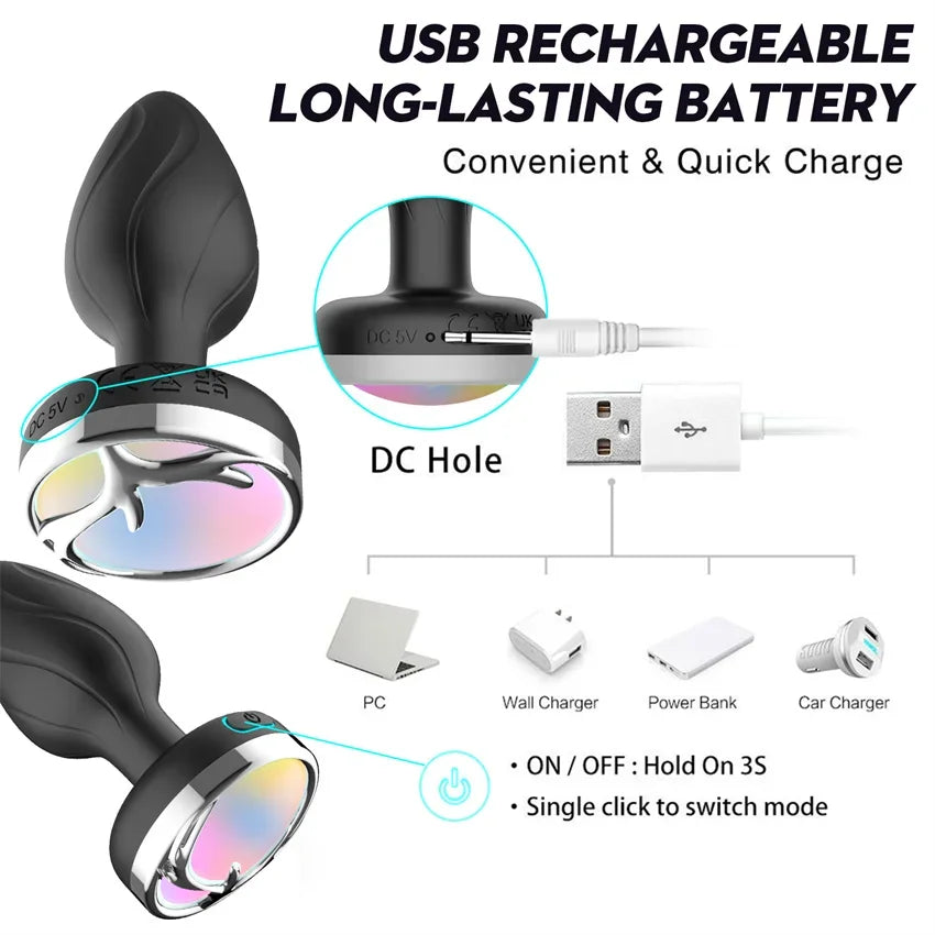 Anal Plug, Vibrator Dildo Butt Plug, Adult Sex Toys, Remote Control Vibration, Men Prostate Massager, Vibrating Butt plug for Female