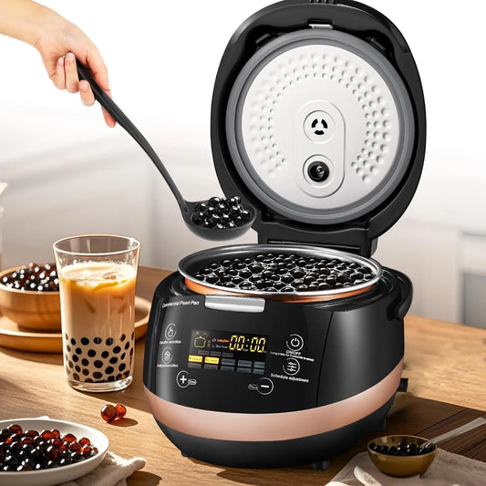 5L Boba Maker Machine Commercial Intelligent Tapioca Cooker with Even Heat Distribution, Anti-Overflow & Pressure Relief Valve,