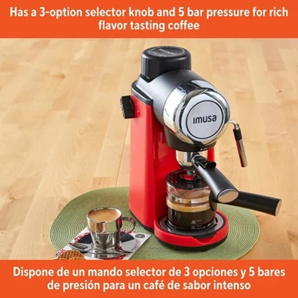 4 Cup Espresso Cappuccino Maker, 800W Electric Frothing Wand, Glass Carafe, Removable Drip Tray, Manual Operation, Kitchen Appliance