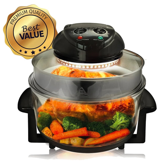 Oil Free Halogen Oven Air Fryer Rotisserie Roaster 14.25 Inch Multifunctional Countertop Cooking Appliance Automatic Shut Off