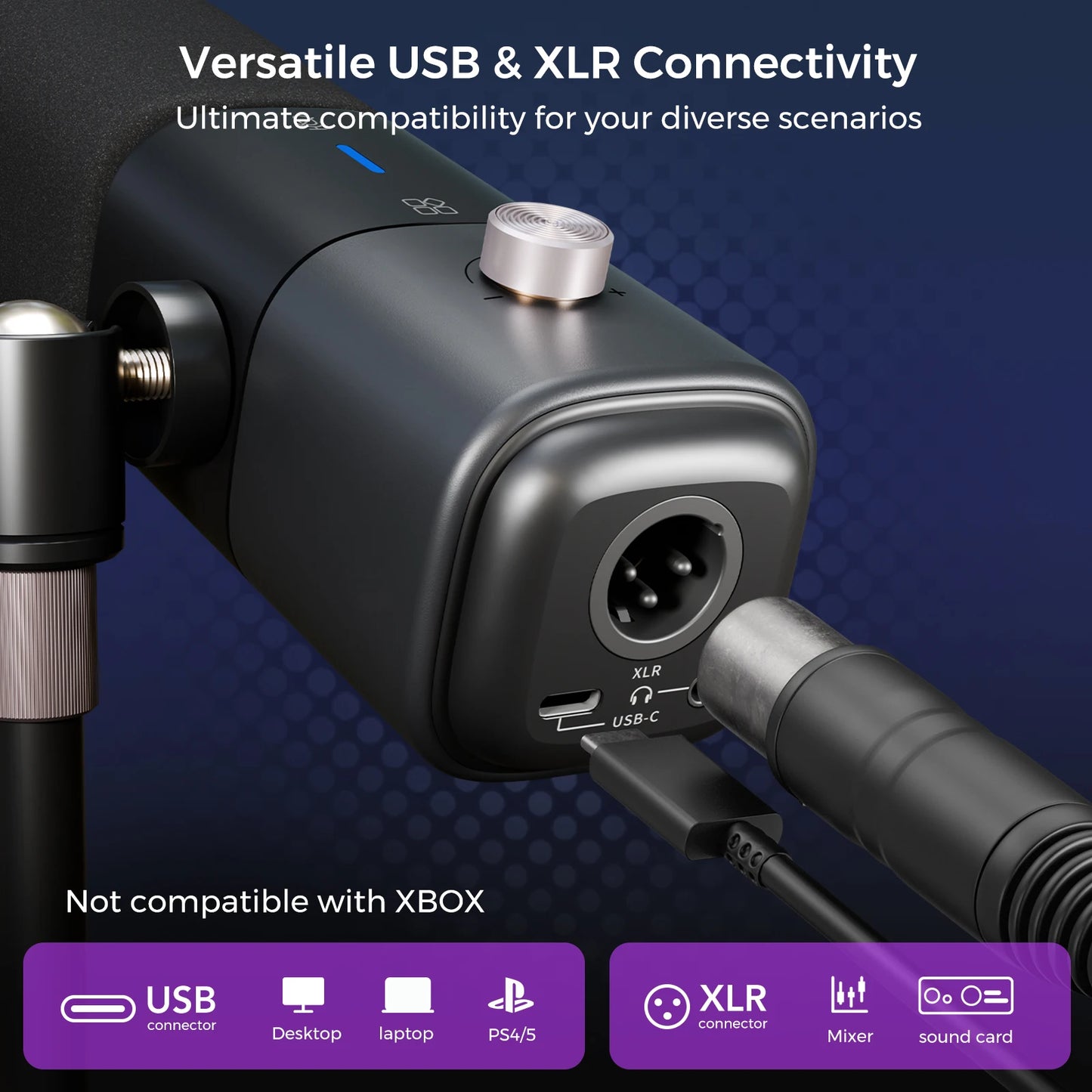 Professional Microphone Dynamic XLR USB Mic Desktop US Local Shipping Plug-and-Play for Gaming Studio Streaming