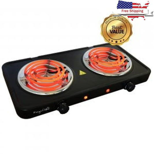 Portable Dual Coil Burner Cooktop Lightweight Electric Cooking Stove Compact Buffet Range Ideal Travel Dorm Room Camping